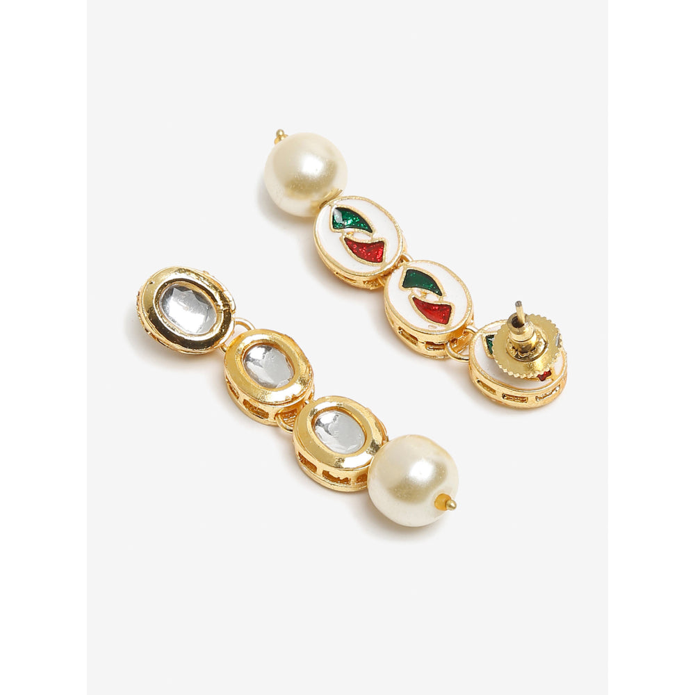 RUBY RAANG STUDIO Dusk Dew Kundan Earrings with Pearl Drop