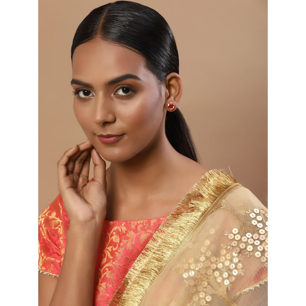 RUBY RAANG STUDIO Nai Fiza Red Kundan Studs