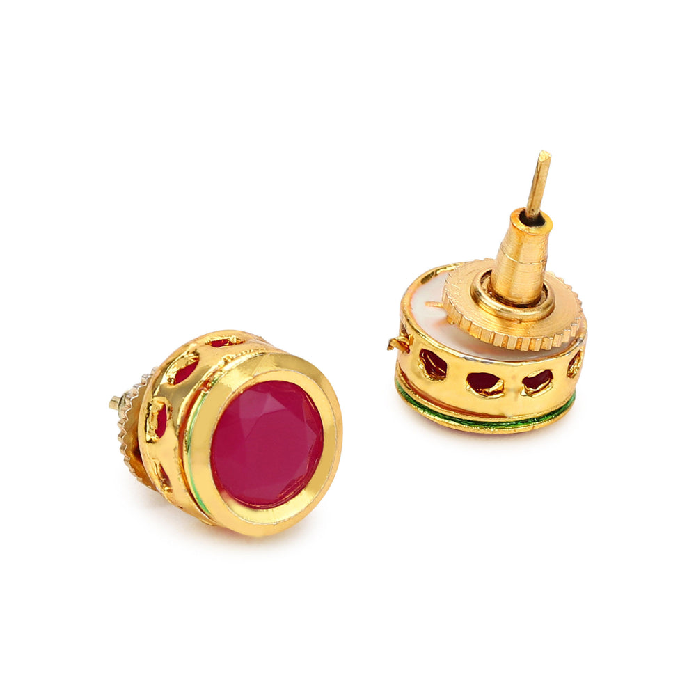 RUBY RAANG STUDIO Nai Fiza Red Kundan Studs
