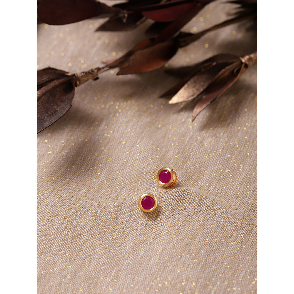 RUBY RAANG STUDIO Nai Fiza Red Kundan Studs