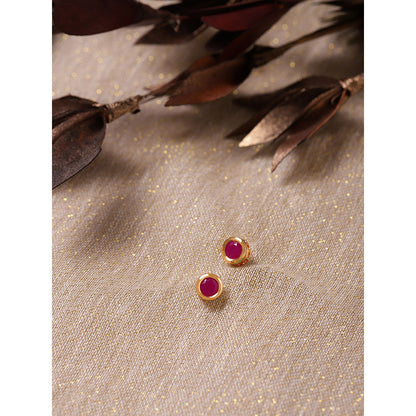 RUBY RAANG STUDIO Nai Fiza Red Kundan Studs