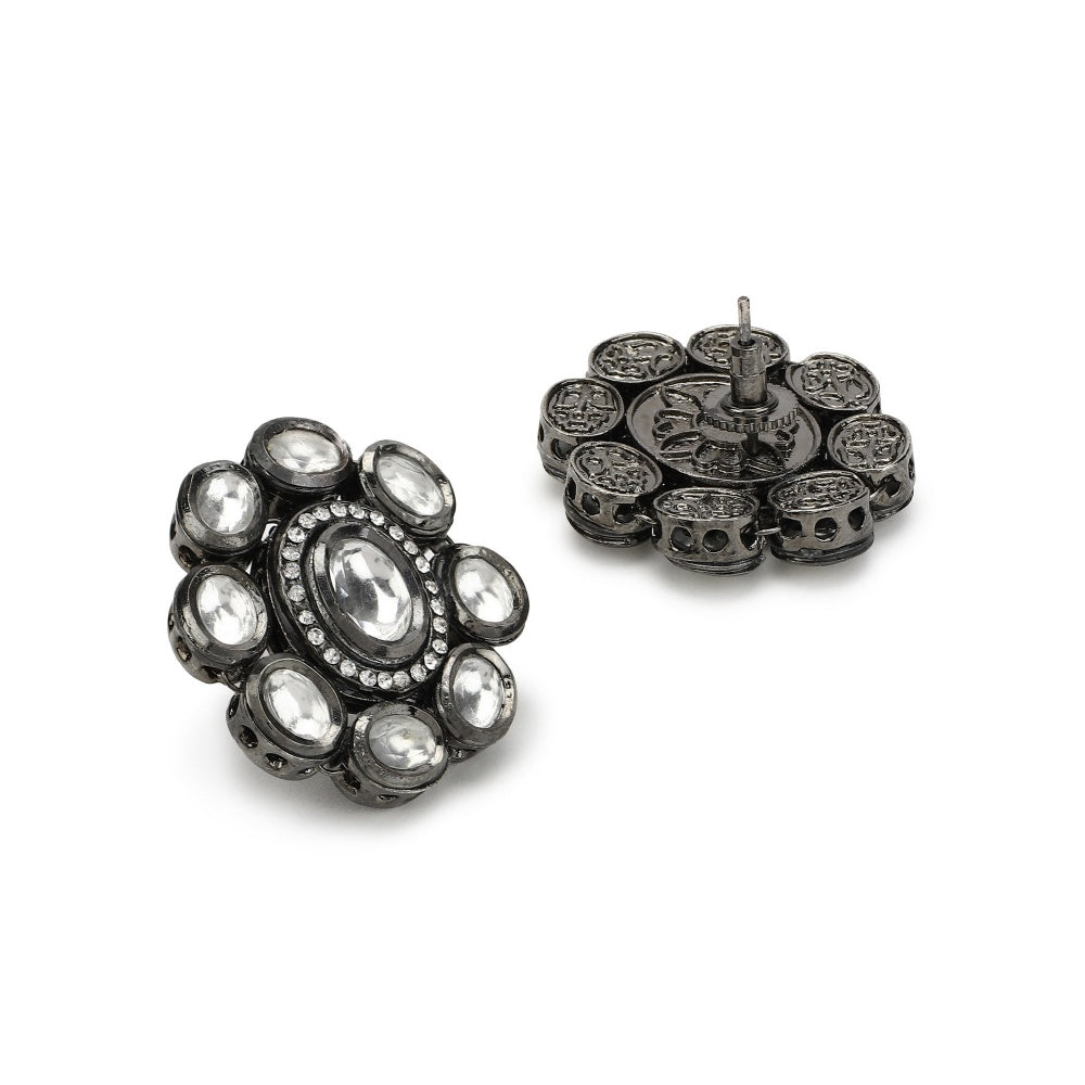 RUBY RAANG STUDIO Nai Fiza Oversized Silver Kundan Studs