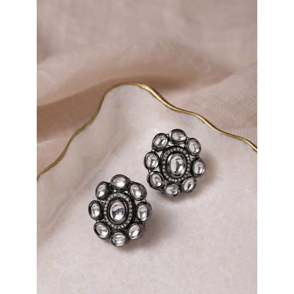 RUBY RAANG STUDIO Nai Fiza Oversized Silver Kundan Studs