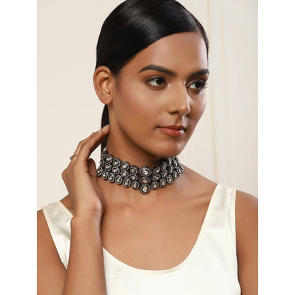 RUBY RAANG STUDIO Nai Fiza Silver Neutral Kundan Layered Choker