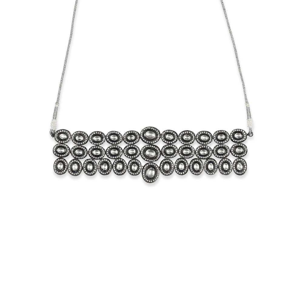RUBY RAANG STUDIO Nai Fiza Silver Neutral Kundan Layered Choker