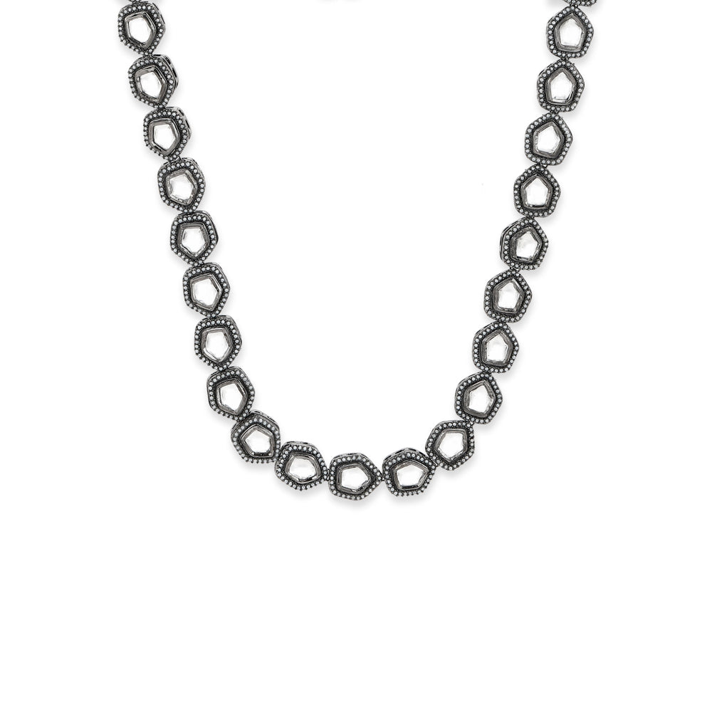 Ruby Raang Studio Silver Kundan Neckpiece With Pearls