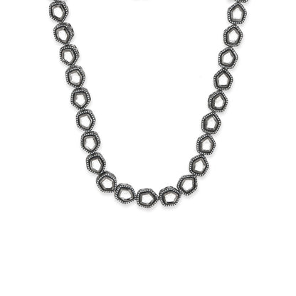 Ruby Raang Studio Silver Kundan Neckpiece With Pearls