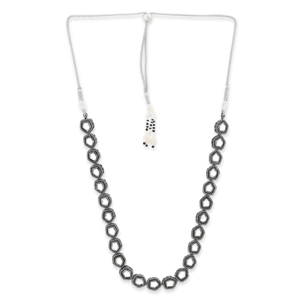 Ruby Raang Studio Silver Kundan Neckpiece With Pearls