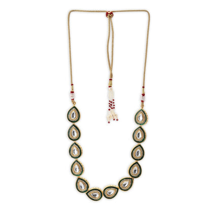 Ruby Raang Studio Tear Drop Meenakari Kundan Green Neckpiece