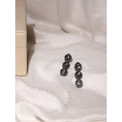 Ruby Raang Studio Silver Kundan Earrings With Pearl Detailing