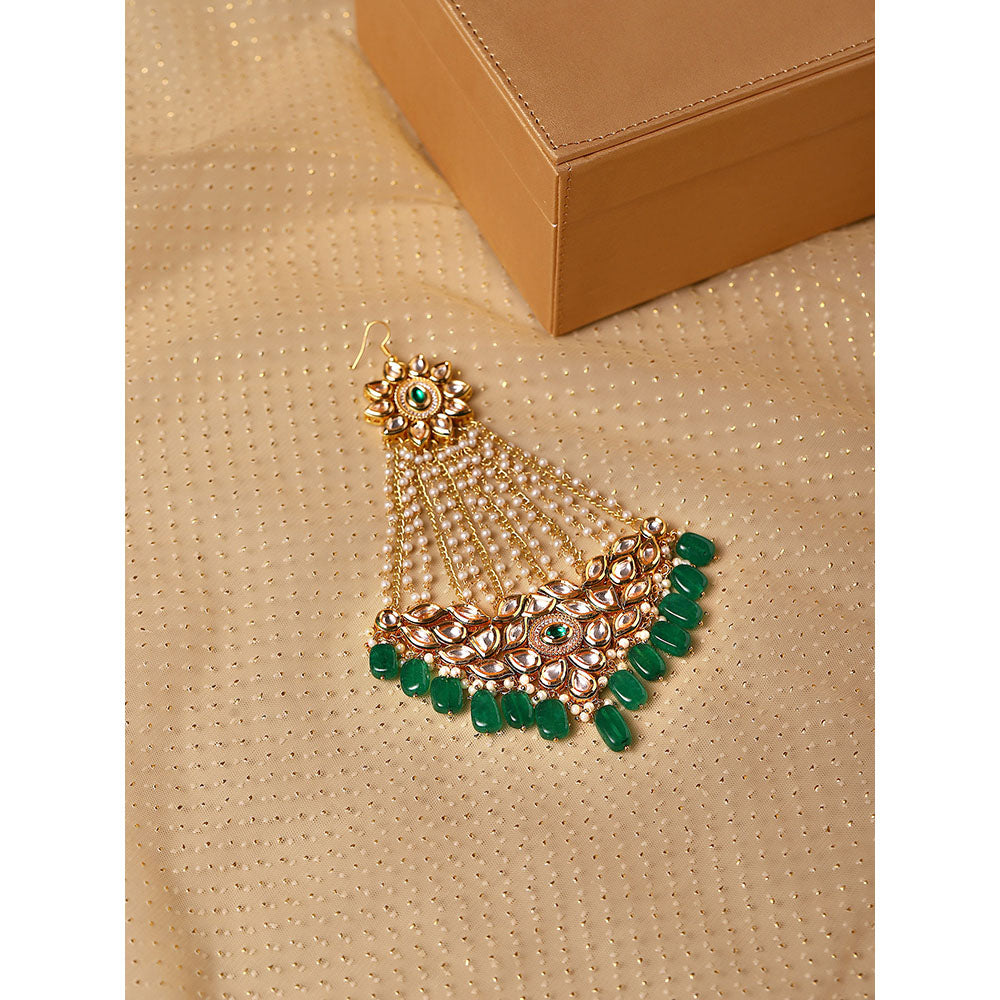 Ruby Raang Studio Green Kundan Jhoomar