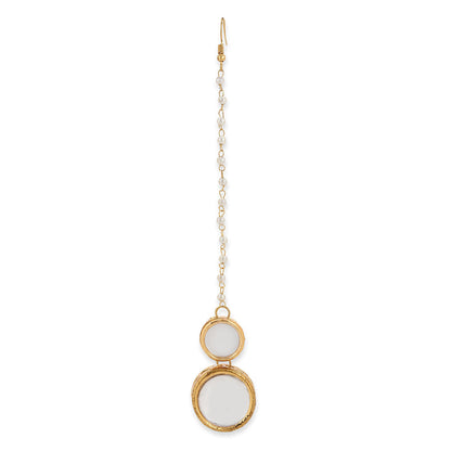 Ruby Raang Studio Double Kundan Maang Tikka With Pearl String