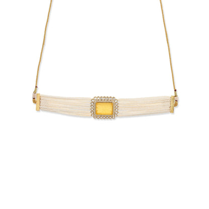 Ruby Raang Studio Yellow Gold Plated Kundan Choker Necklace