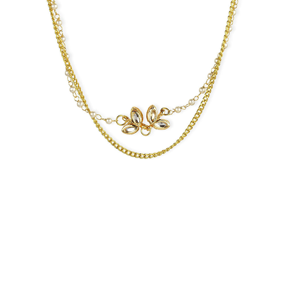 Ruby Raang Studio White Gold Plated Kundan Necklace
