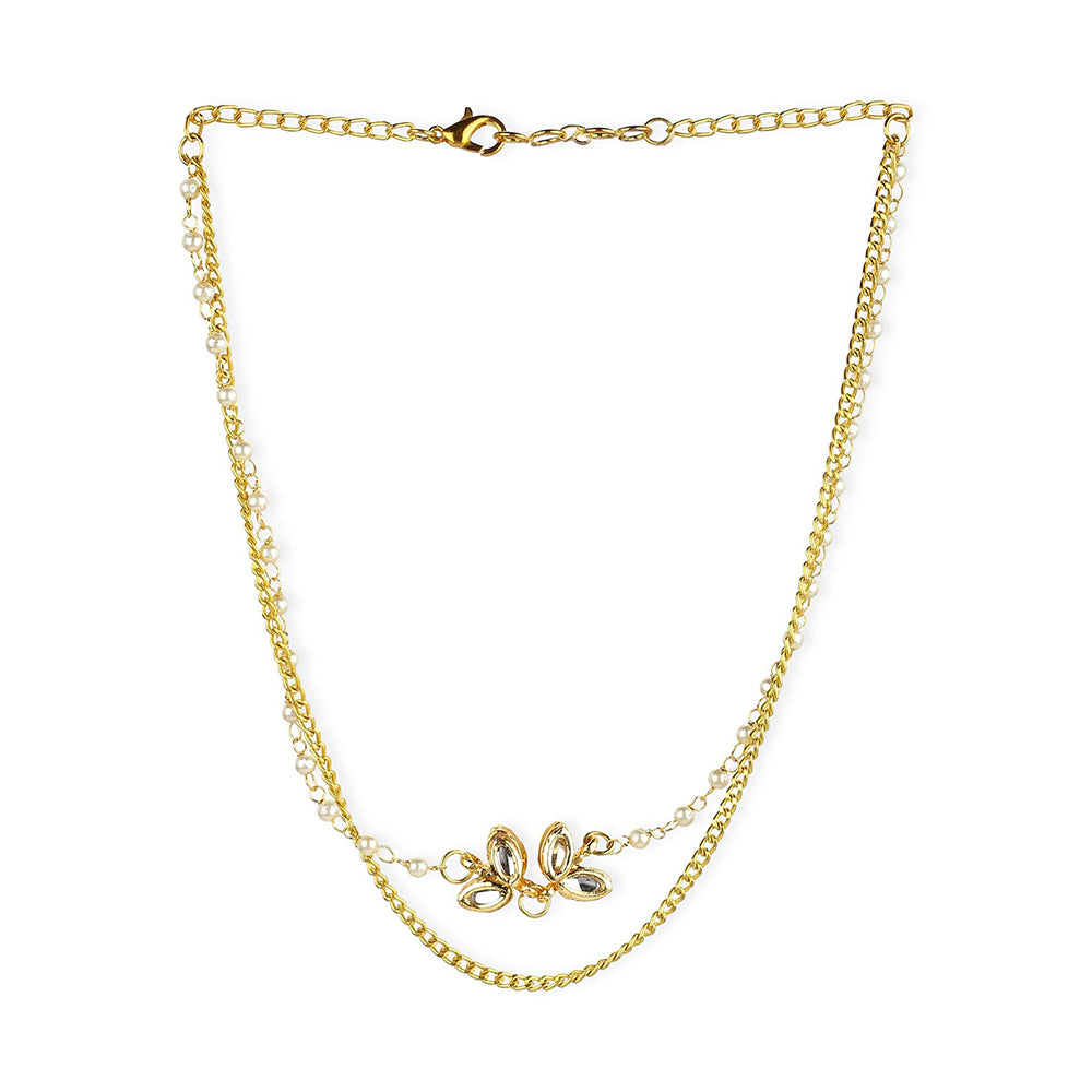 Ruby Raang Studio White Gold Plated Kundan Necklace