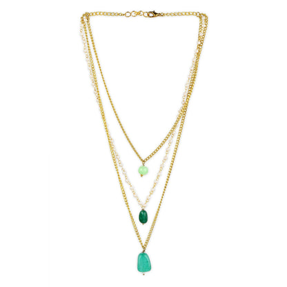 Ruby Raang Studio Green Gold Plated Handcrafted Necklace with Pearls