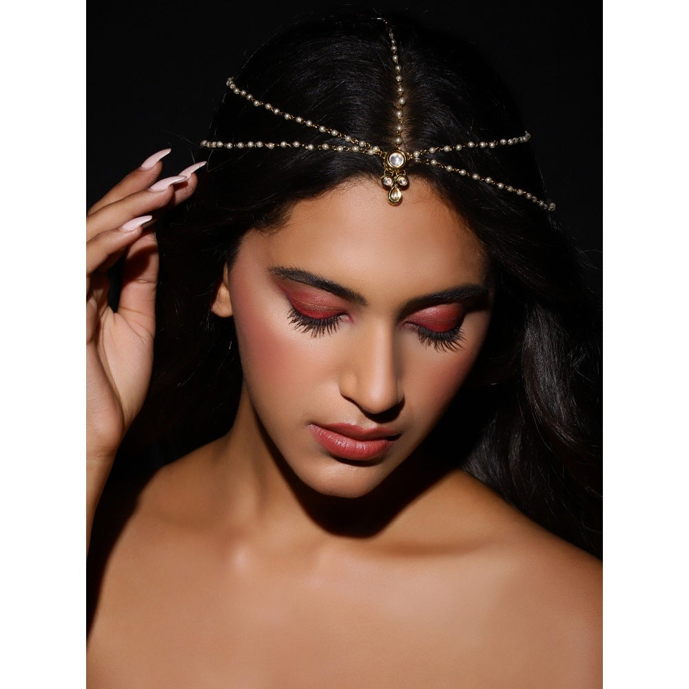 Ruby Raang Studio Gold Plated Kundan Mathapatti