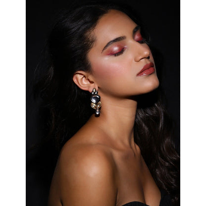 Ruby Raang Studio Maroon Gold Plated Kundan Earrings