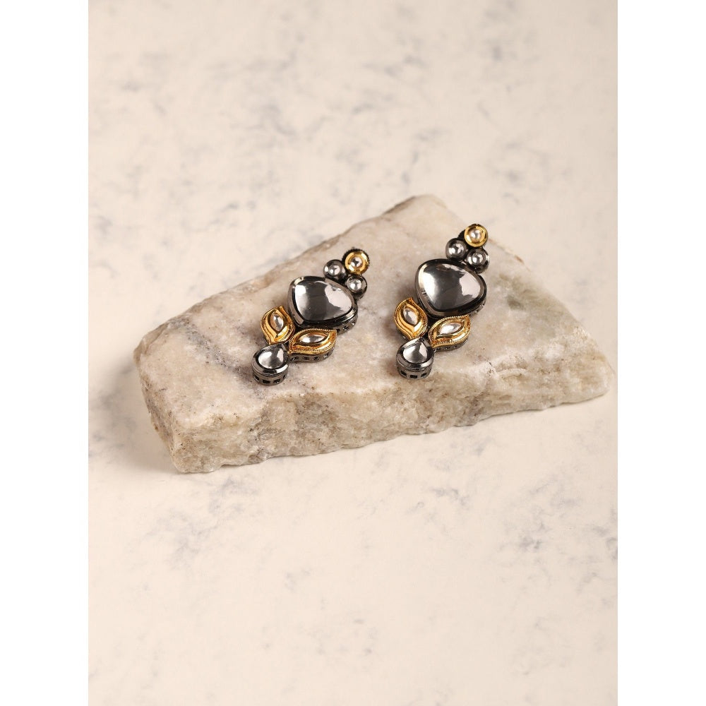 Ruby Raang Studio Maroon Gold Plated Kundan Earrings