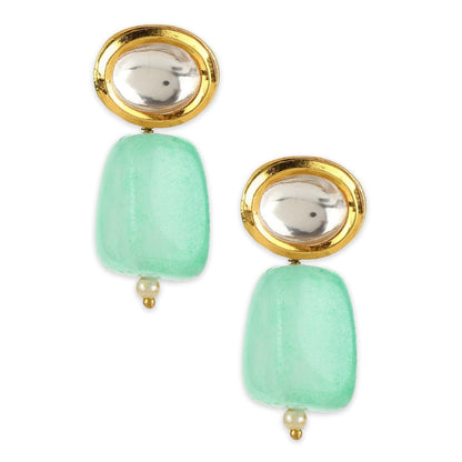 Ruby Raang Studio Green Gold Plated Kundan Earrings
