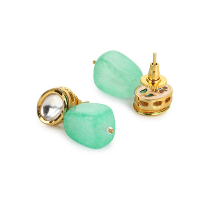 Ruby Raang Studio Green Gold Plated Kundan Earrings