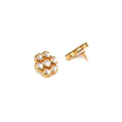 Ruby Raang Studio Kundan Round Maang Tikka with Studs