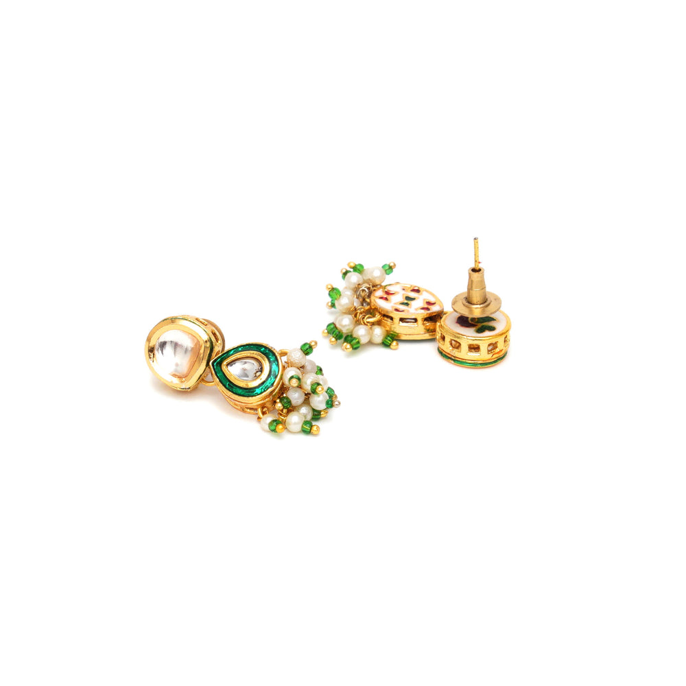 Ruby Raang Studio Dual Tone Kundan Stone with Earrings