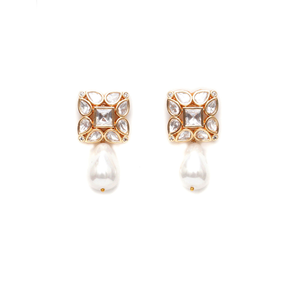 Ruby Raang Studio Kundan Studs with Pearl Drop