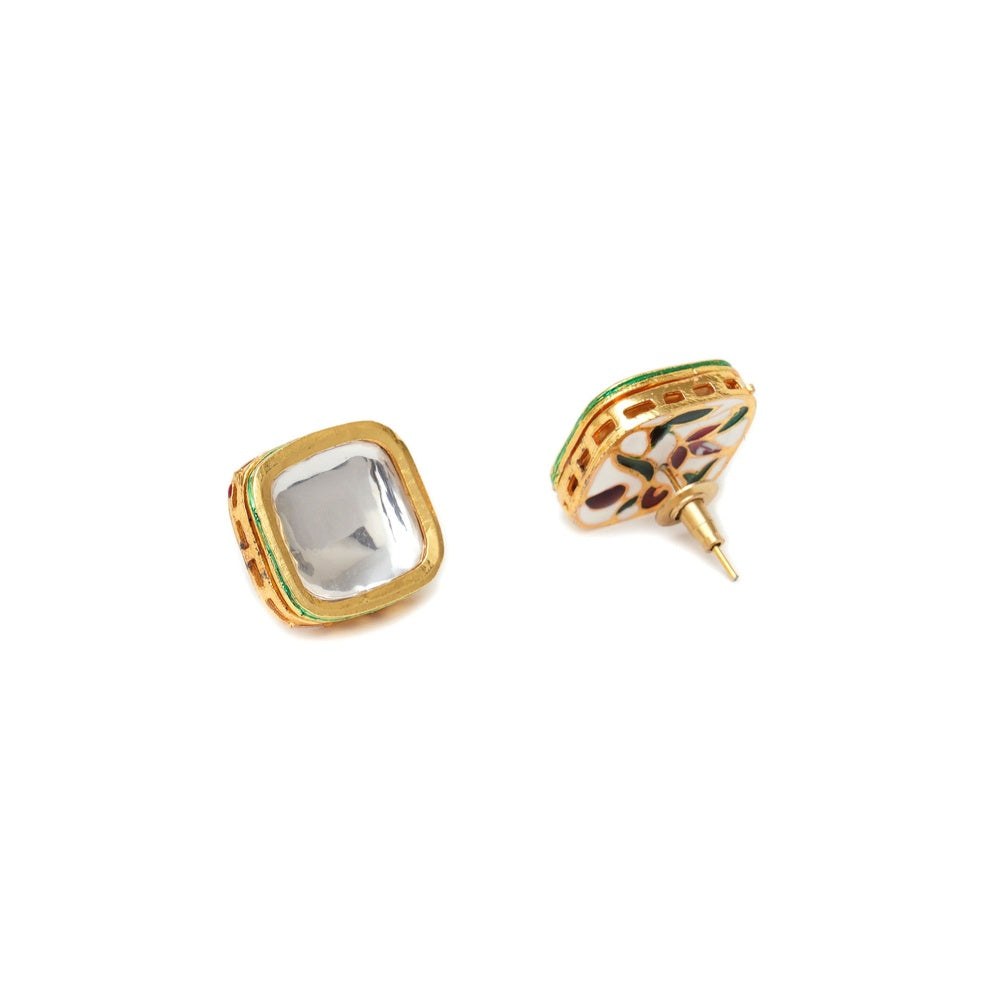 Ruby Raang Studio Gold Kundan Studs