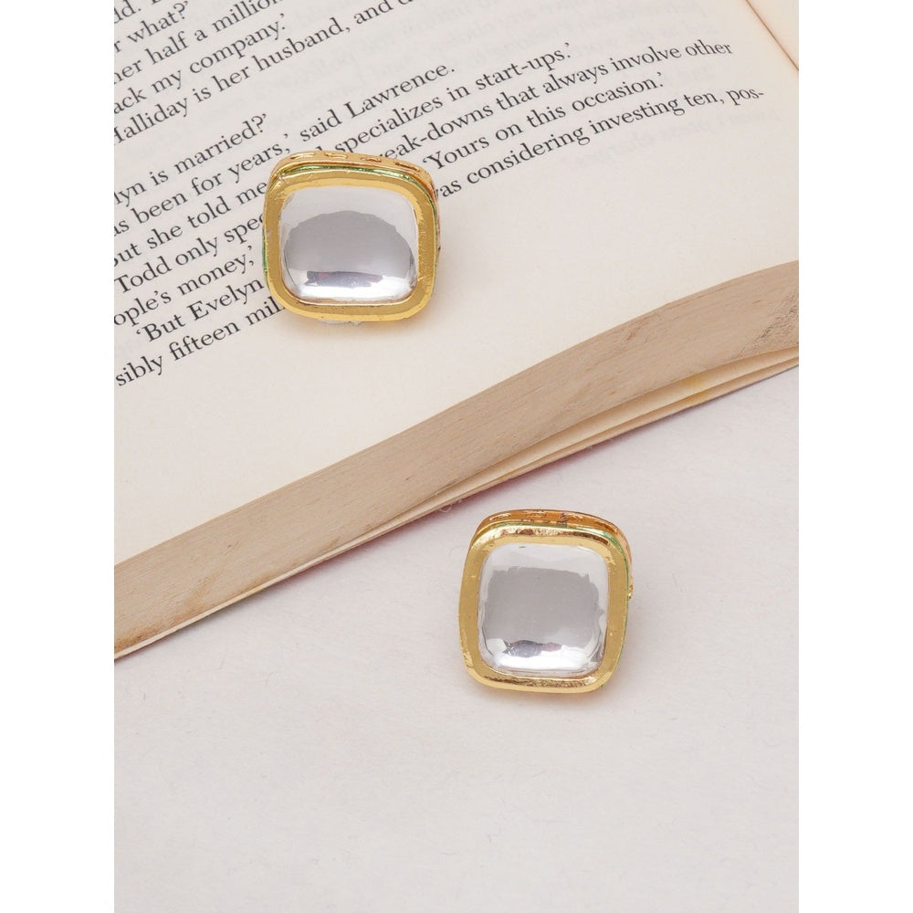 Ruby Raang Studio Gold Kundan Studs