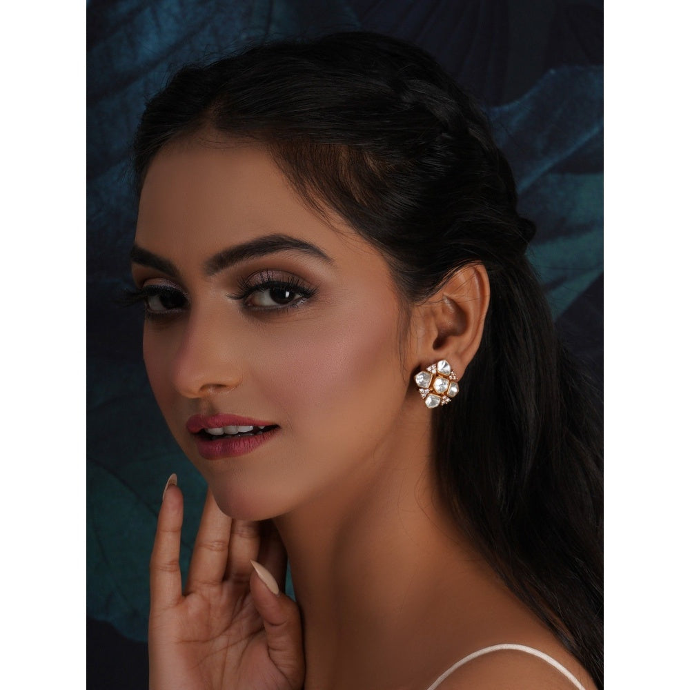 Ruby Raang Studio Kundan Polki Gold Studs