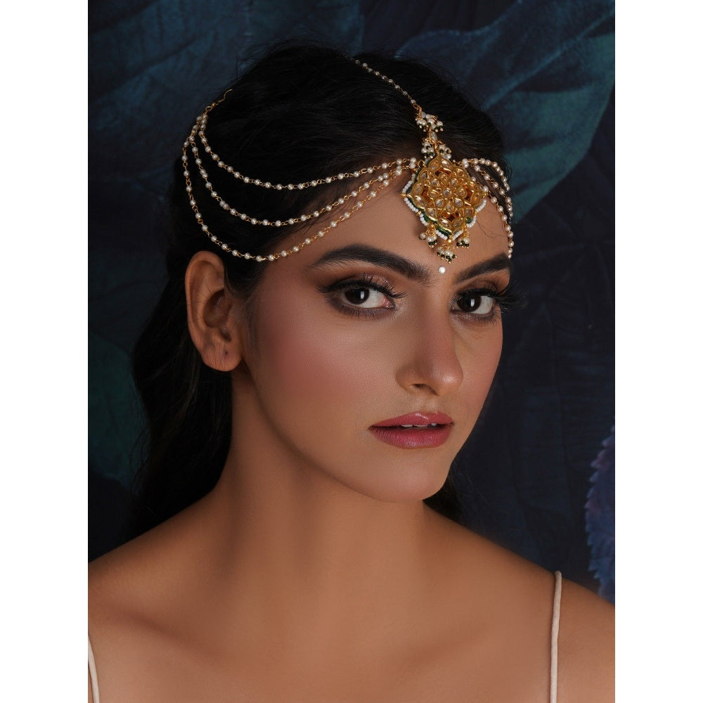 Ruby Raang Studio Layered Pearl Matha Patti