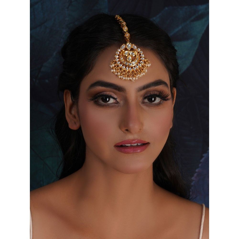 Ruby Raang Studio Kundan Gold Maang Tikka