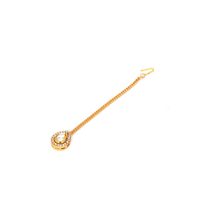 Ruby Raang Studio Gold Kundan Maang Tikka