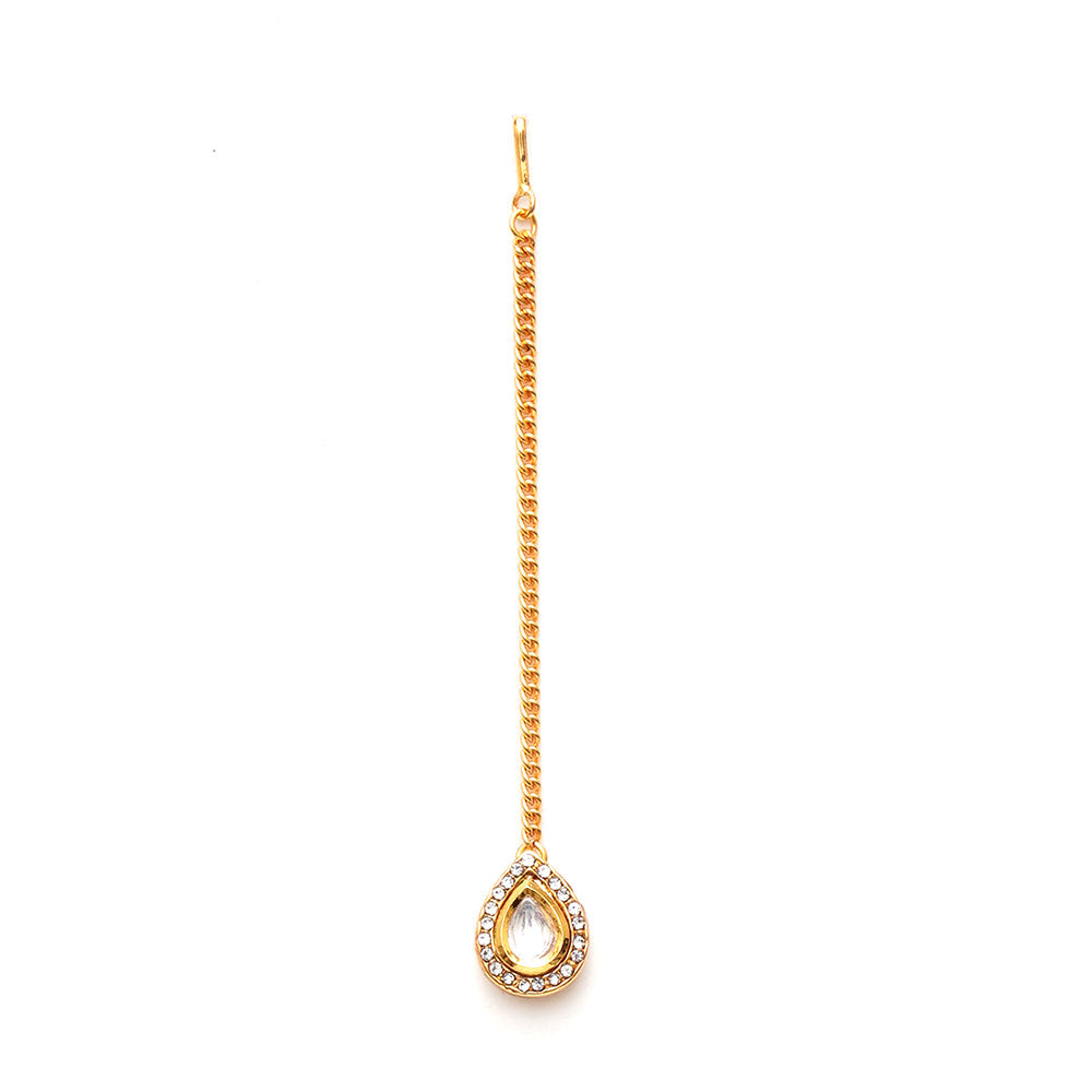 Ruby Raang Studio Gold Kundan Maang Tikka