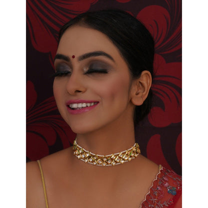 Ruby Raang Studio Gold Kundan and Pearl Neckpiece