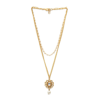 Ruby Raang Studio Layered Kundan and Pearl Gold Neckpiece
