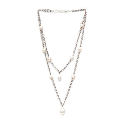 Ruby Raang Studio Layered Pearl and Silver Neckpiece
