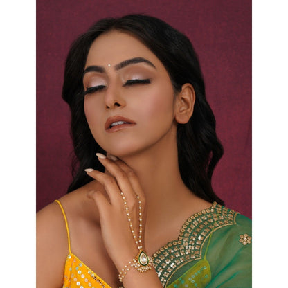 Ruby Raang Studio Kundan Gold Hand Harness