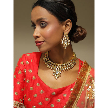 Ruby Raang Studio Gold-Plated Kundan Choker with Earring