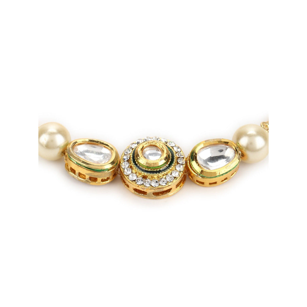 Ruby Raang Studio Gold-Plated White Brass Kundan Charm Bracelet