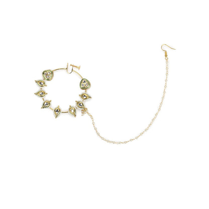 Ruby Raang Studio Gold-Toned & Plated Kundan Vilandi Chained Nath