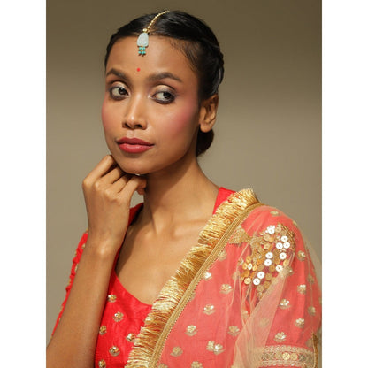 Ruby Raang Studio Turquoise Blue Kundan Maang Tikka