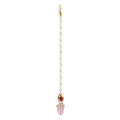Ruby Raang Studio Gold-Plated Red Kundan-Studded Handcrafted Maang Tikka