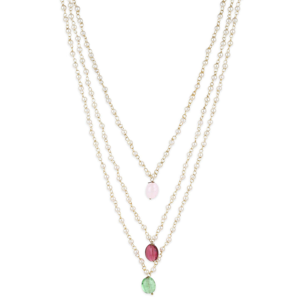 Ruby Raang Studio Pink Brass Gold-Plated Necklace
