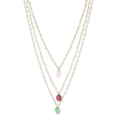 Ruby Raang Studio Pink Brass Gold-Plated Necklace