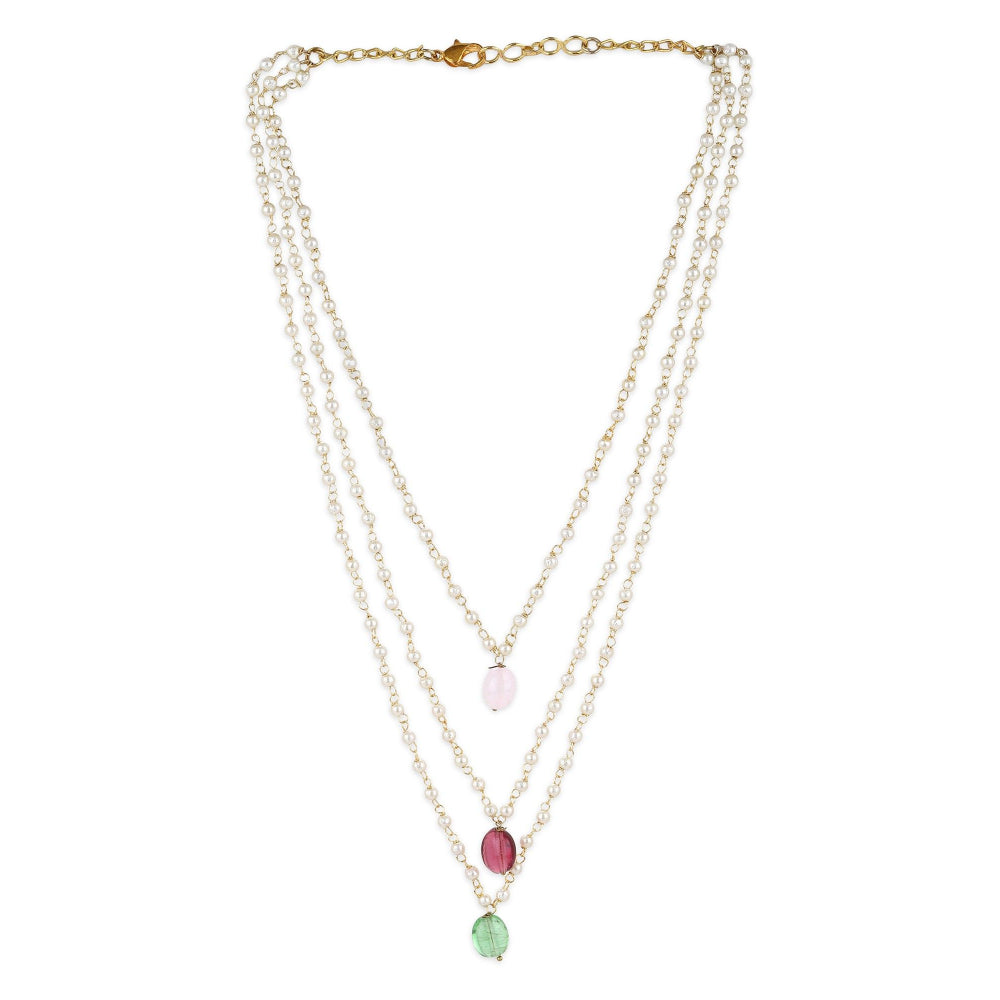 Ruby Raang Studio Pink Brass Gold-Plated Necklace