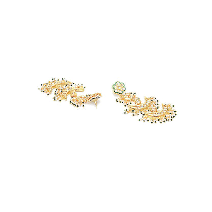 Ruby Raang Studio Kundan Earrings with Green Stonework