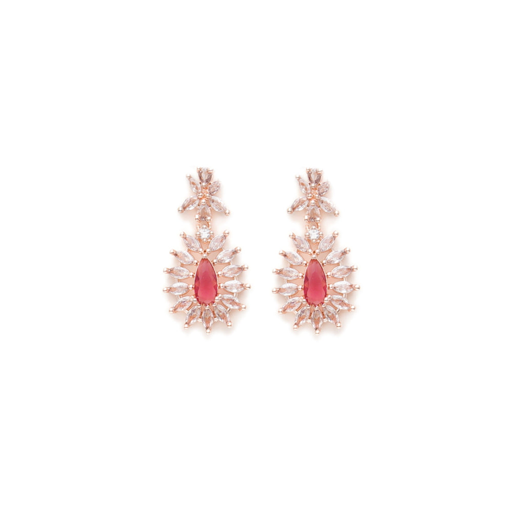 Ruby Raang Studio Maroon Stone & Diamond Earrings