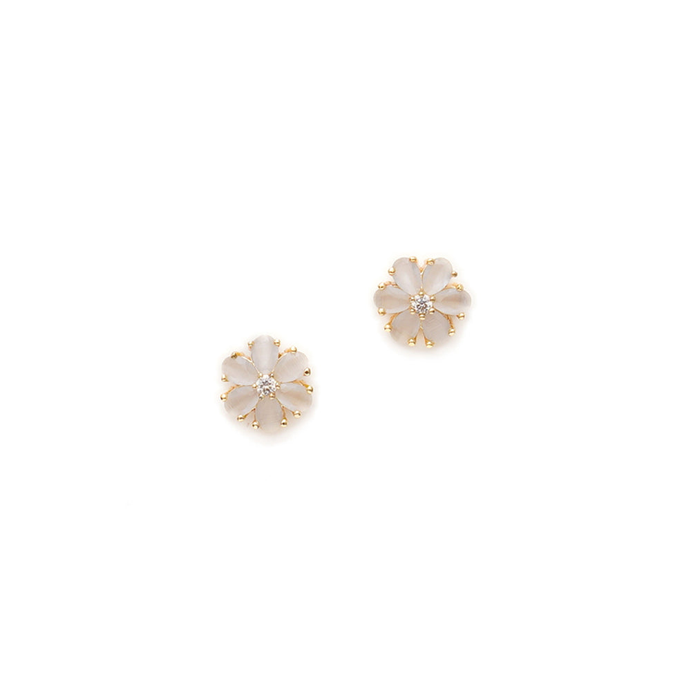 Ruby Raang Studio Grey Stone Flower Studs